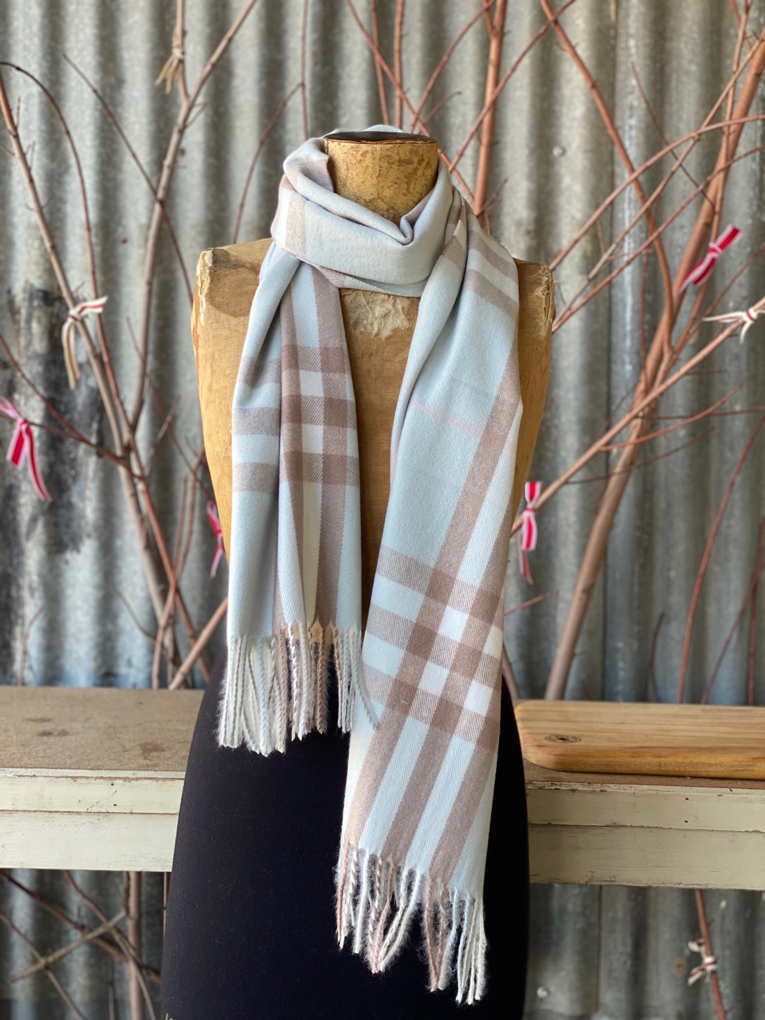 powder blue cashmere scarf