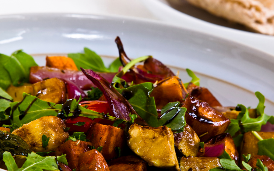 Oven Roast Vegetable Salad with Caramelised Balsamic Vinegar