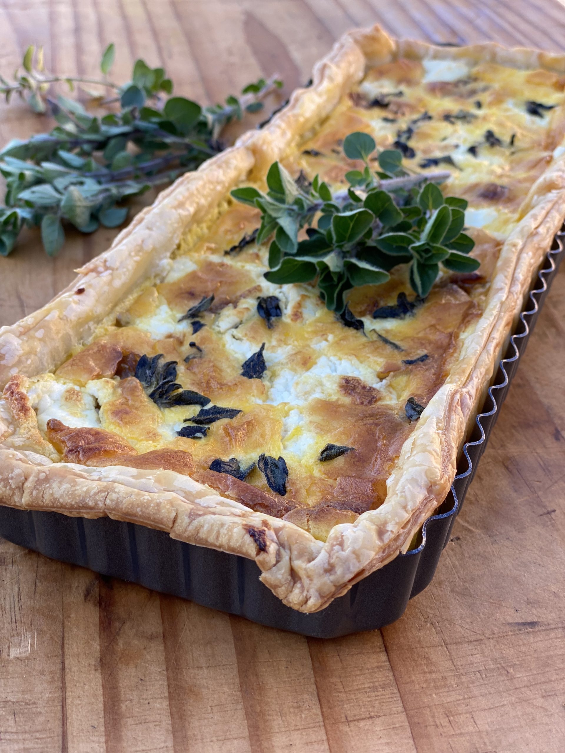 Rustic Caramelised Onion & Goats Cheese Tart