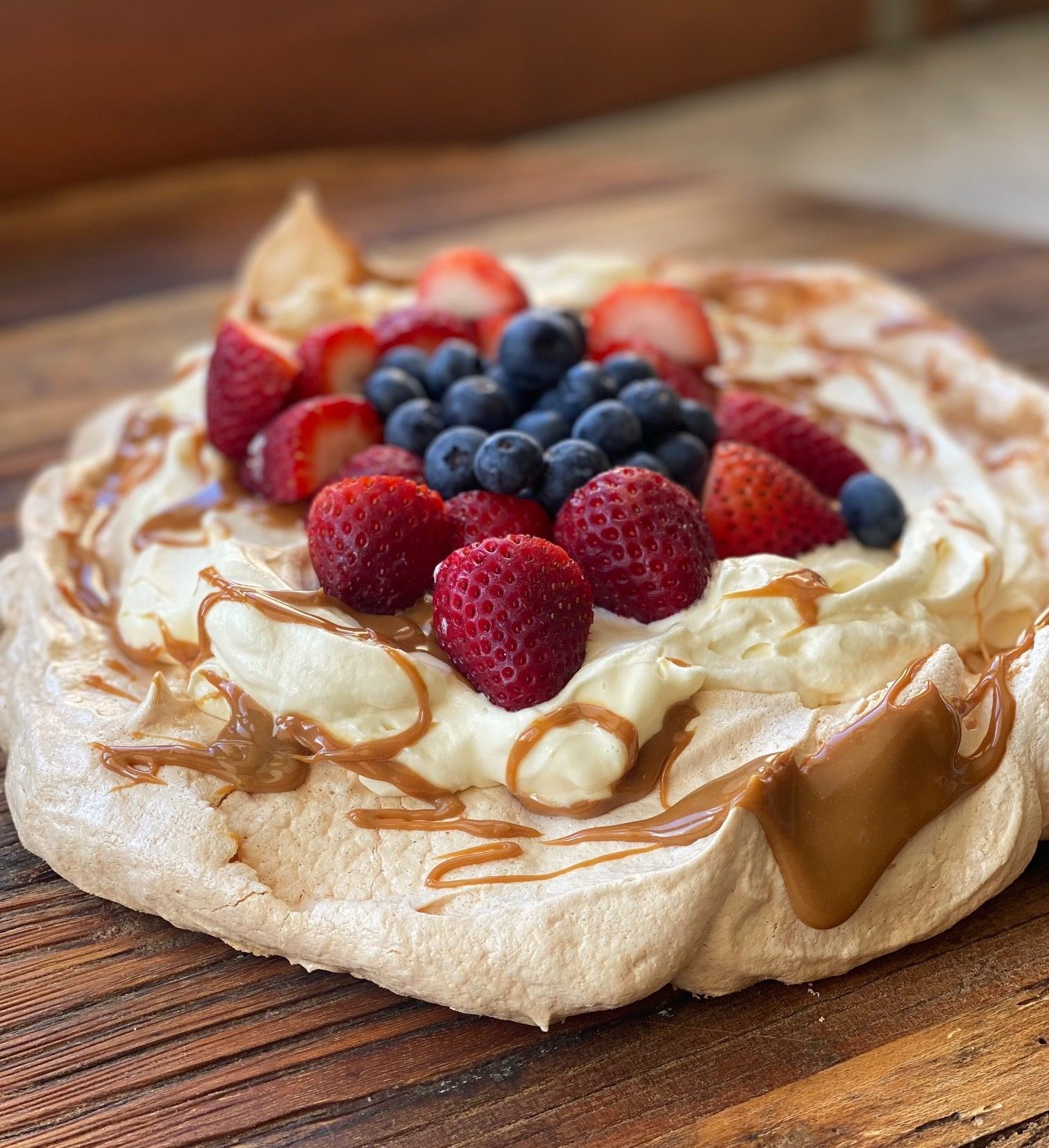 Salted Caramel & Berry Pavlova