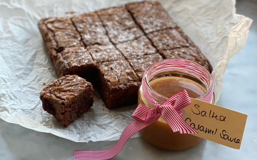 Chocolate Brownies with Salted Caramel Sauce