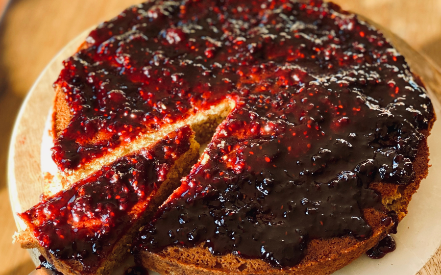 Mixed Berry Jam Drizzle Cake