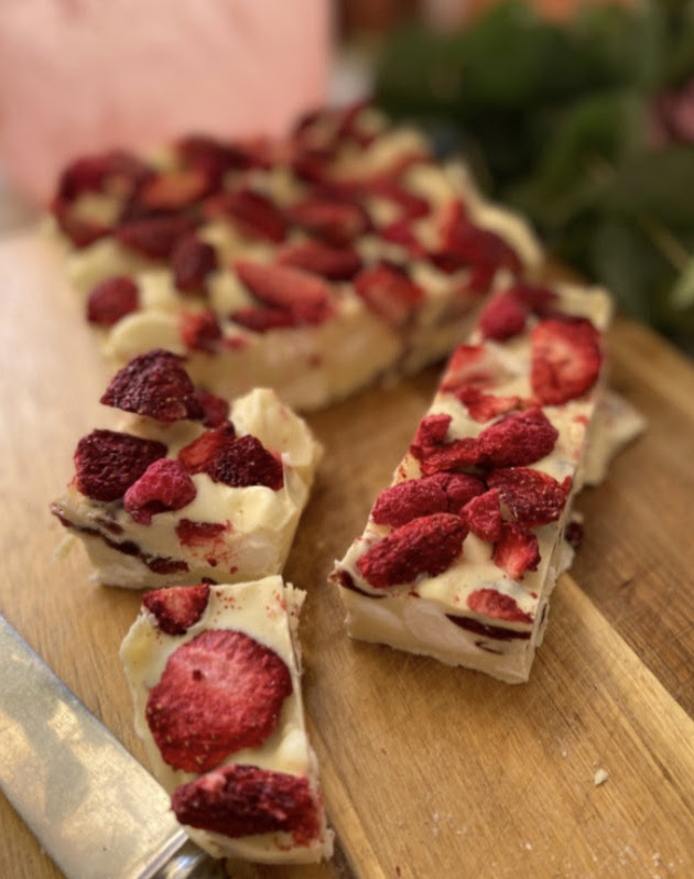 White Chocolate, Strawberry and Cranberry Rocky Road