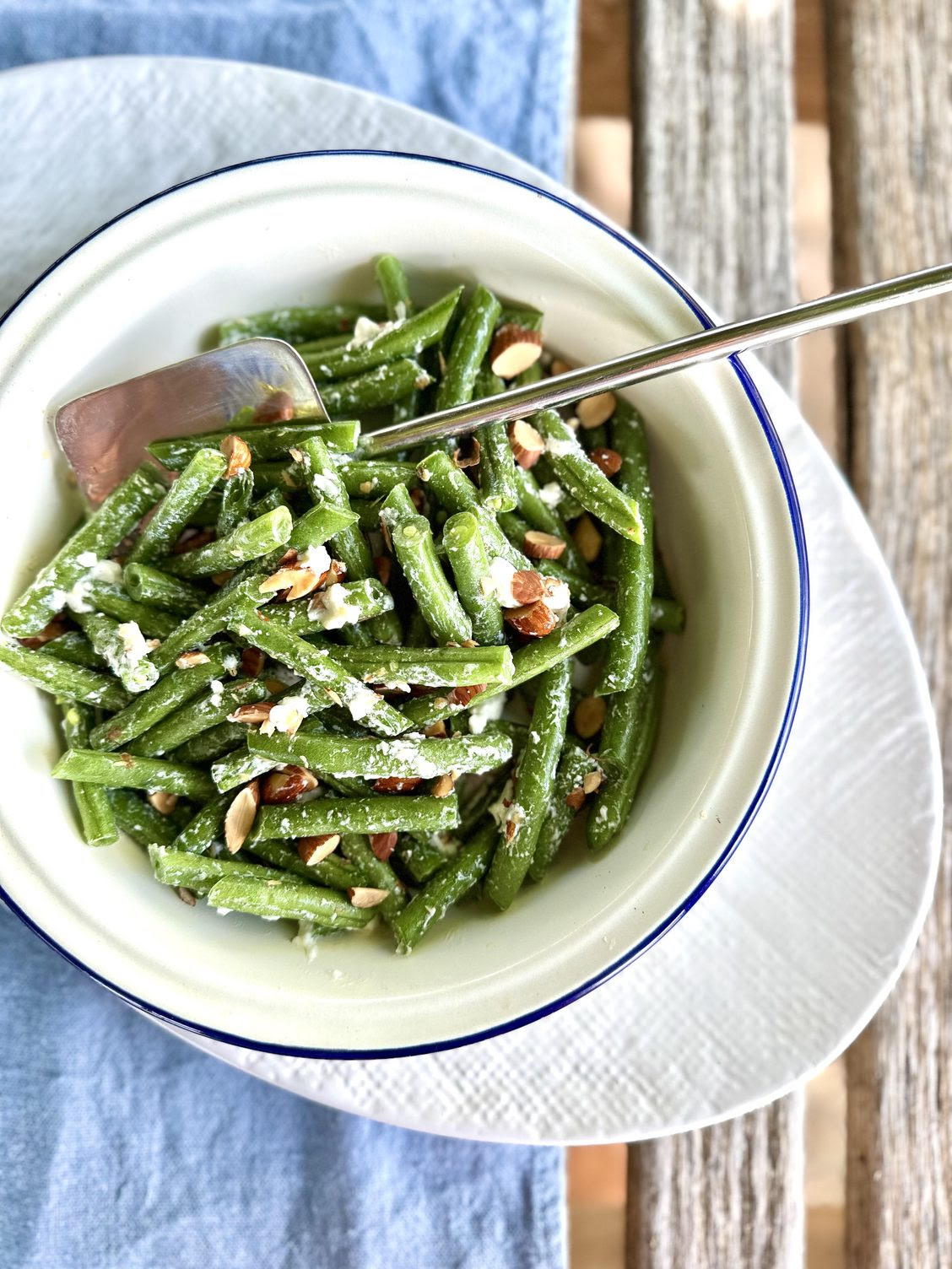 Green Beans with Almonds and Goat Cheese