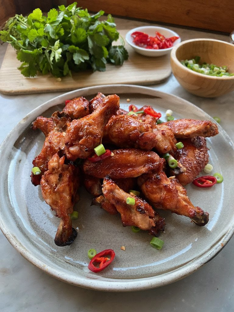 Sticky Chicken Wings with Spicy BBQ Sauce