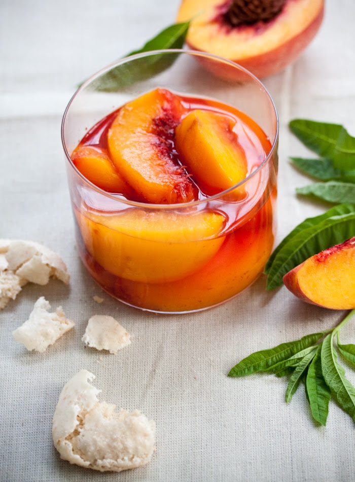 Sparkling Peaches with Homemade Amaretti Biscuits