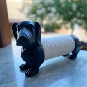 Farm Kitchen Paper Towel Holder - Black Dachshund