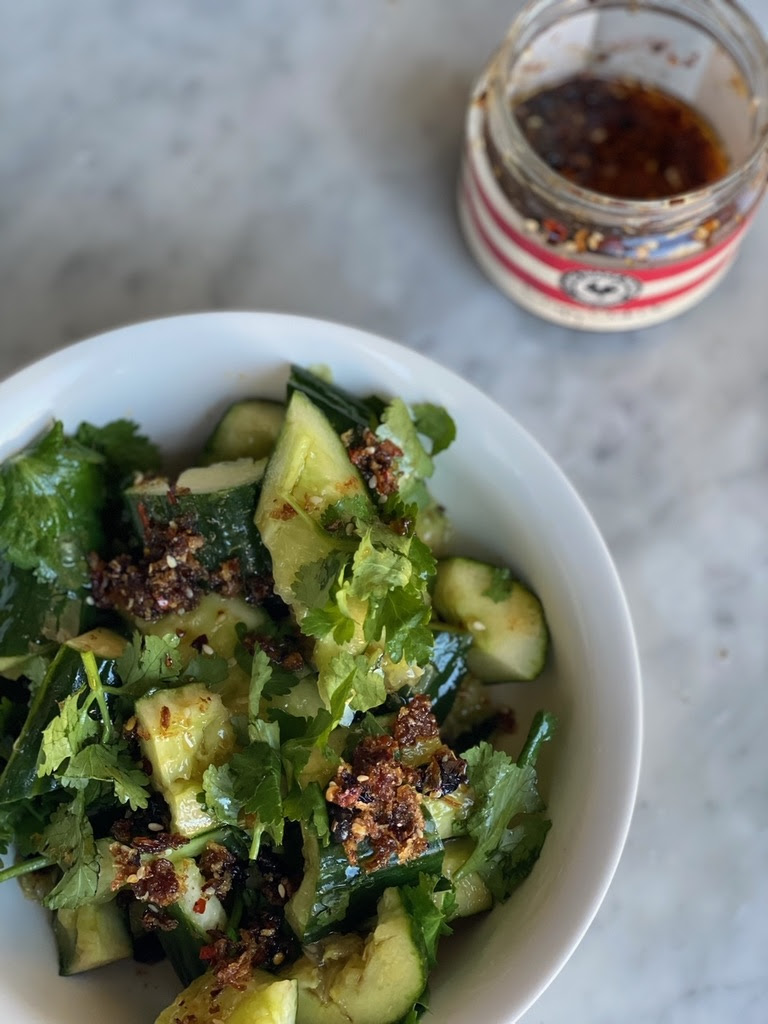 Smashed Cucumber Salad with Crispy Chilli Oil